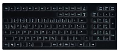 Клавиатура пылевлагозащитная TKG-106-IP68-BLACK-USB-US/CYR (KG25201)