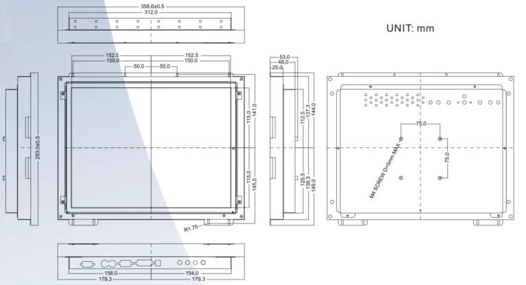 Промышленный бескорпусной монитор R15L110-OFA1TR/GS